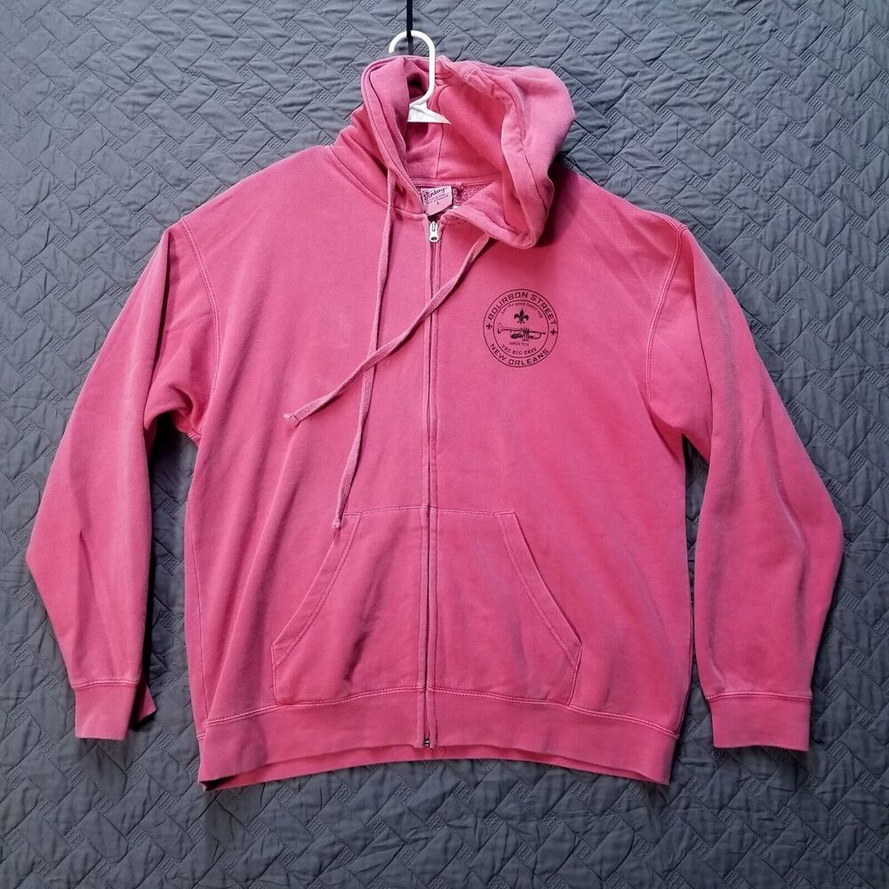 U.s. Vintage Sweatshirt Hoodie Womens L Pink Full Zip Long Sleeve New Orleans